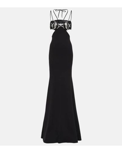 David Koma Vestido de fiesta bordado con aberturas - Negro