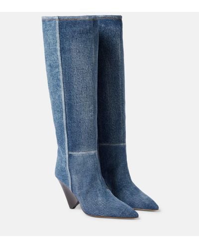 Isabel Marant Lakita Denim Knee-high Boots - Blue