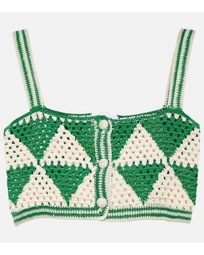 Anna Kosturova Maija Crochet Crop Top - Green
