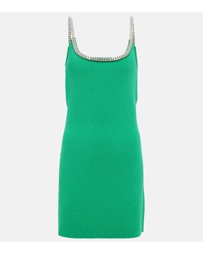 Rabanne Crystal-embellished Knit Minidress - Green