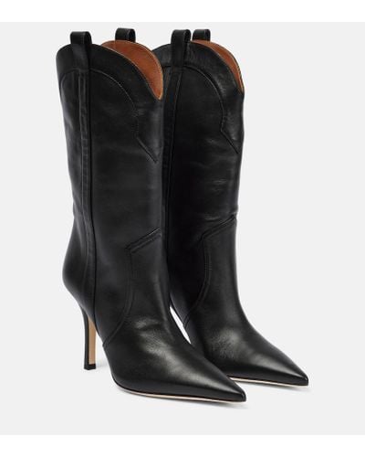 Paris Texas Paloma Leather Cowboy Boots - Black
