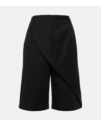 Loewe Pleated Cotton Shorts - Black