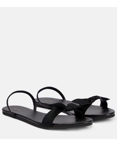 The Row Bow Leather Slingback Sandals - Black