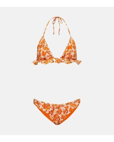 Etro Bikini con volant e stampa - Arancione