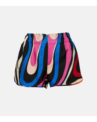 Emilio Pucci Shorts Marmo in seta - Blu