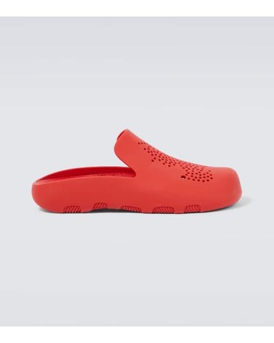 Burberry Ekd Rubber Clogs - Red