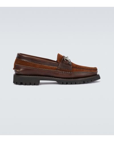 Yuketen Bit Leather And Suede Loafers - Brown