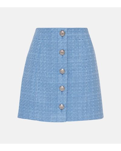 Veronica Beard Rubra Cotton-blend Tweed Skirt - Blue