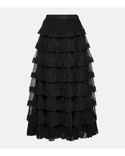 RED Valentino Point D'esprit Tulle Maxi Skirt - Black