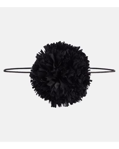 Saint Laurent Floral-applique Satin Choker - Black