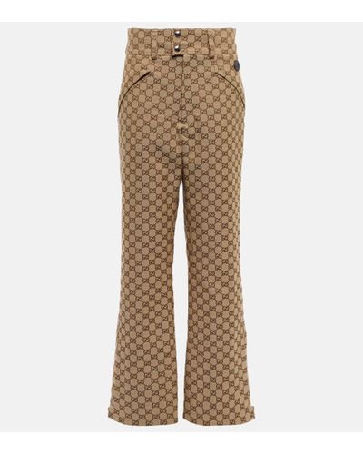Gucci GG Cotton Canvas Flared Trousers - Natural