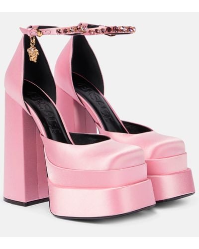 Mettesally Women's High Chunky Block Heel Pumps Fashion Silk Satin Platform  Square Toe Ankle Strap Shoes, Black, 4 UK: Amazon.co.uk: Fashion