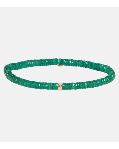 Sydney Evan 14kt Gold Bracelet With Aventurine And Diamonds - Green