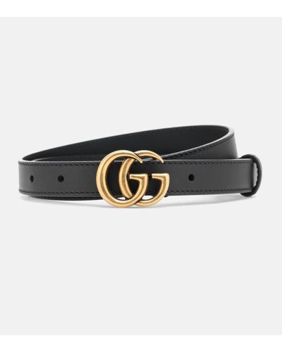 Gucci Belt Gold Double G Buckle Leather 397660 4cm (GGB1001) - Black