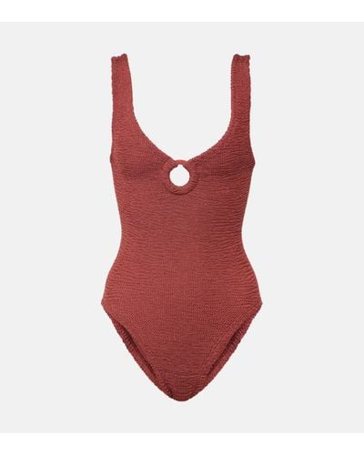 Hunza G Celine Ring-detail Swimsuit - Red