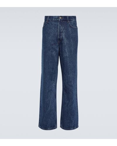 Dries Van Noten Marble-Wash Wide-Leg Jeans - Blue