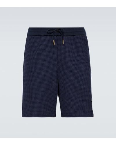 Thom Browne Checked Cotton Shorts - Blue