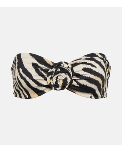Magda Butrym Zebra-print Bandeau Bikini Top - Black