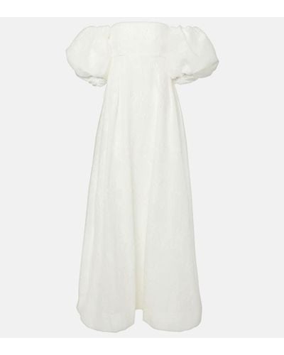 Rebecca Vallance Matchworker Puff-sleeve Off-shoulder Gown - White