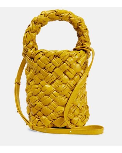 Bottega Veneta Bucket-Bag Kalimero Mini aus Leder - Gelb