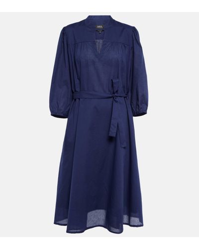 A.P.C. Alanna Cotton Midi Dress - Blue