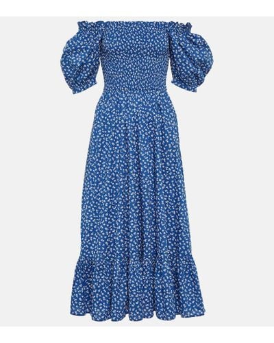 Polo Ralph Lauren Baumwollkleid mit Blumenmuster - Blau