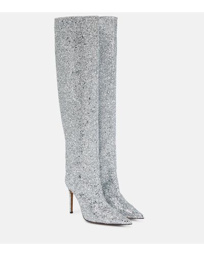 Alexandre Vauthier Clem Knee-high Glitter Boots - Gray