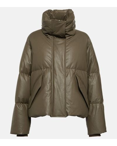 MM6 by Maison Martin Margiela Oversized Faux Leather Down Jacket - Green