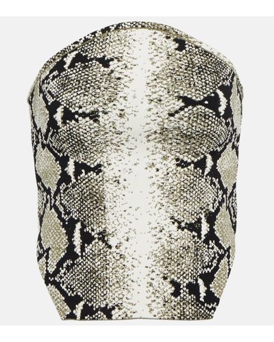 Khaite Snake-print Strapless Top - Metallic
