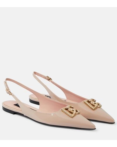 Dolce & Gabbana Dg Patent Leather Slingback Flats - Pink