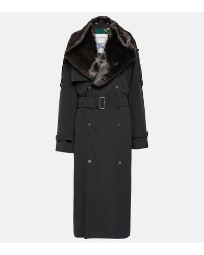 Burberry Gabardina Kennington con pelo sintetico - Negro