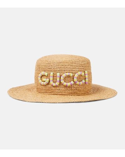 Gucci Chapeau en paille a logo - Neutre