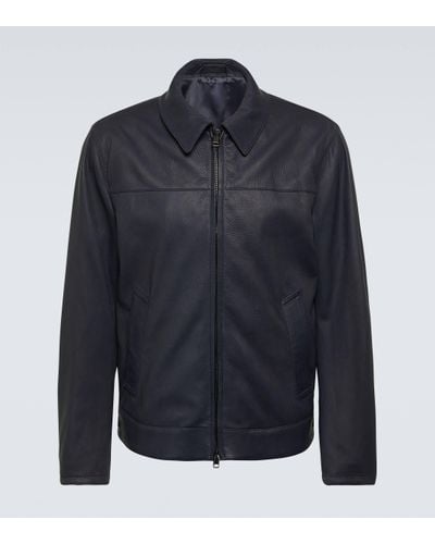 Brioni Leather Blouson Jacket - Blue