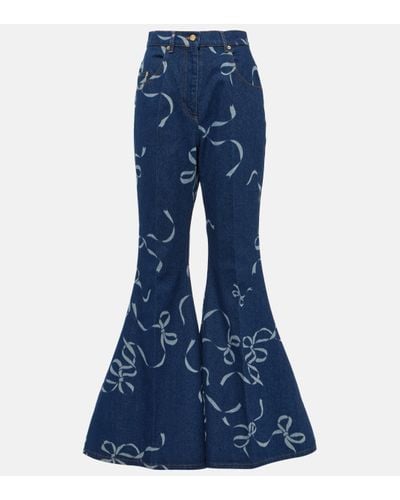 Nina Ricci Printed Flared Jeans - Blue