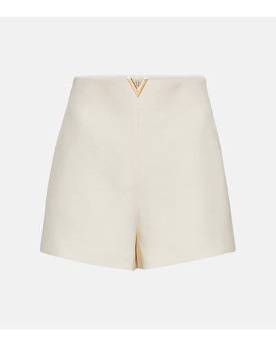 Valentino Short Crepe Couture a taille haute en laine et soie - Blanc