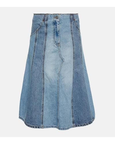 Victoria Beckham Falda midi en denim - Azul