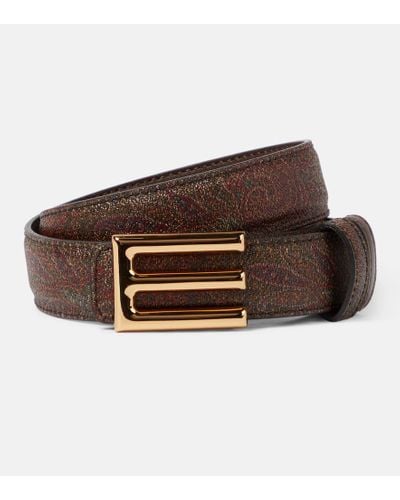 Etro Paisley Faux Leather Belt - Brown