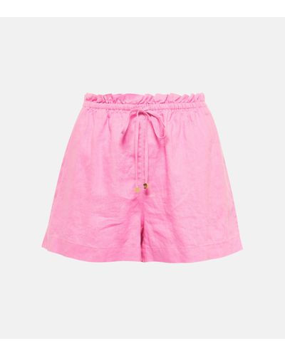 Heidi Klein Marina Cay Linen Shorts - Pink