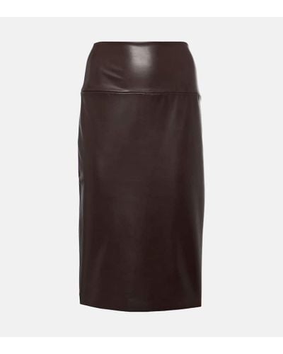 Norma Kamali Faux Leather Pencil Skirt - Brown