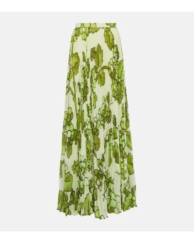 Etro Printed Pleated High-rise Maxi Skirt - Green