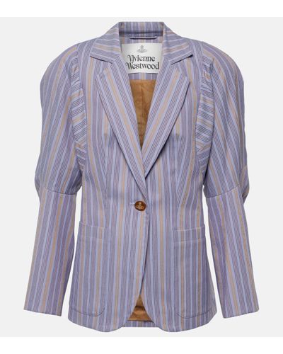 Vivienne Westwood Pourpoint Striped Cotton Blazer - Blue