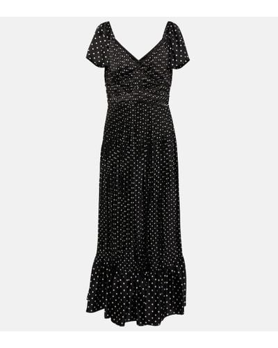 Polo Ralph Lauren Polka-dot Crepe Midi Dress - Black
