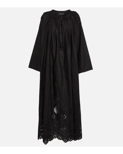 Nili Lotan Nelya Embroidered Cotton Maxi Dress - Black