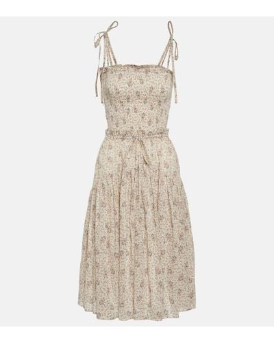Polo Ralph Lauren Floral Cotton Midi Dress - Natural