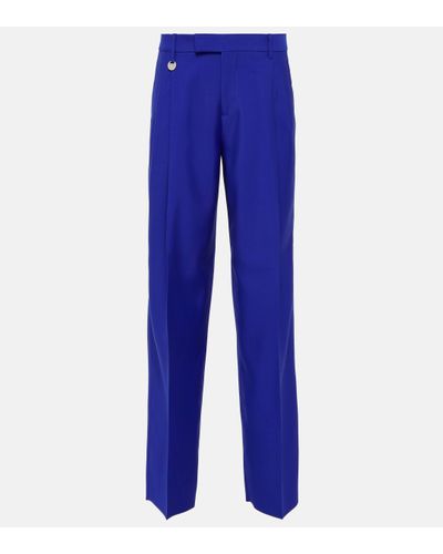 Burberry Pantalon ample en laine vierge - Bleu