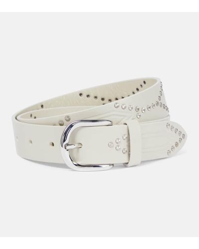 Isabel Marant Telly Embellished Leather Belt - Natural