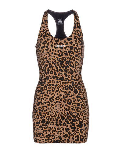 Vetements Leopard-print Stretch-jersey Minidress - Metallic