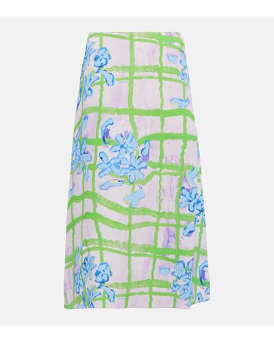 Marni Floral Midi Skirt - Green
