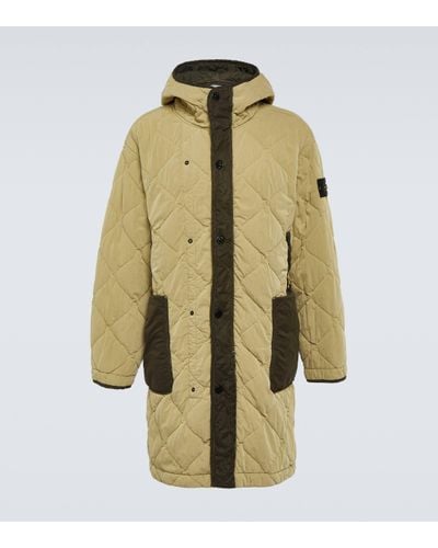 Stone Island Compass Quilted Cotton-blend Coat - Natural