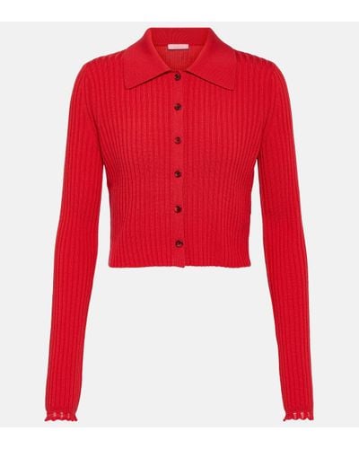 Chloé Rib-knit Wool Cardigan - Red
